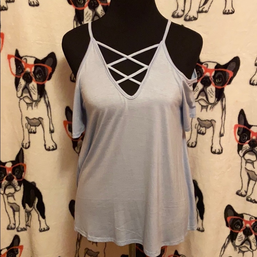 Blue off the shoulder top